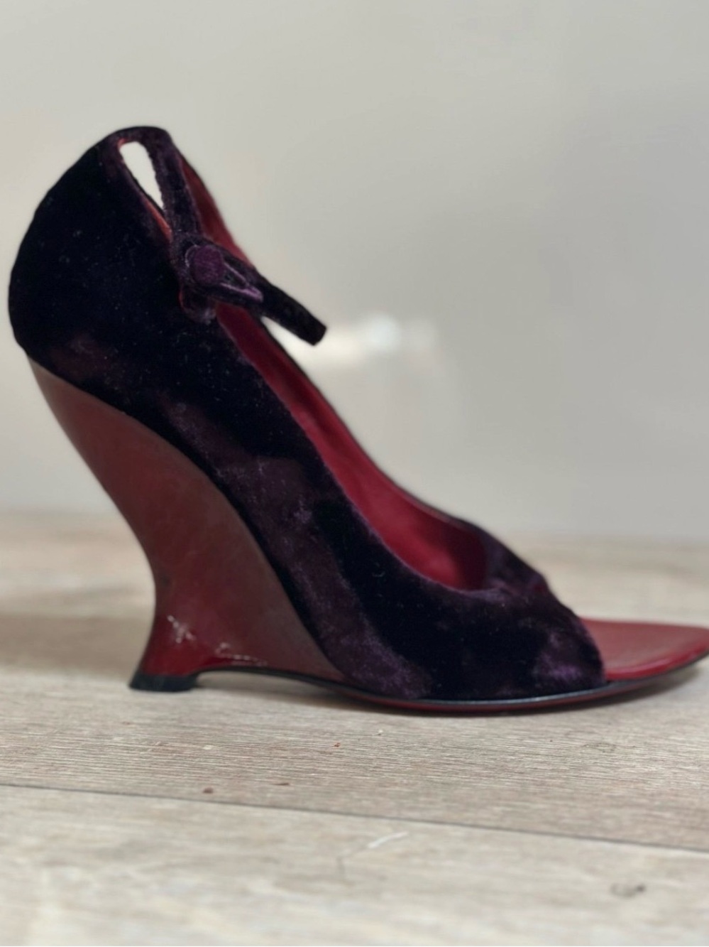 Yves Saint Laurent Velvet Wedge Heels